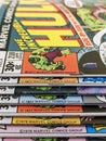 A stack of vintage Incredible HulkÃÂ comic books sold as part of an old 1970s Marvel Comics collection Royalty Free Stock Photo